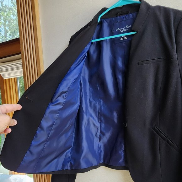 American Eagle Outfitters Dark Navy Suit Jacket Size Medium - Picture 14 of 16